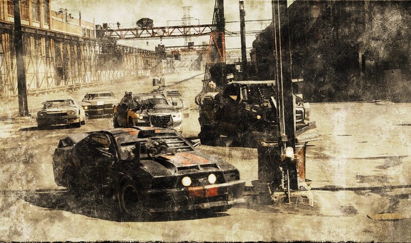 post-apocalyptic car chase