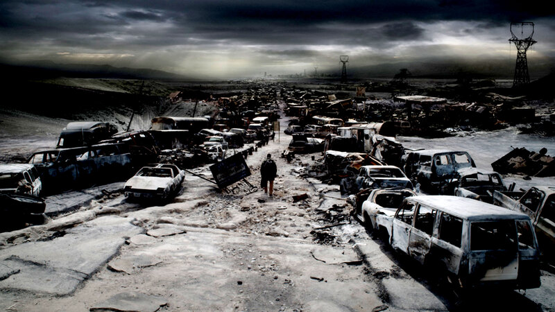 Post-apocalyptic car graveyard