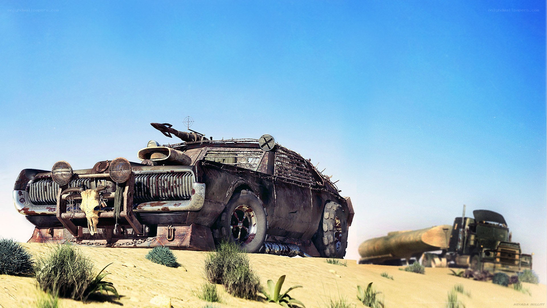 Post-apocalyptic car in desert