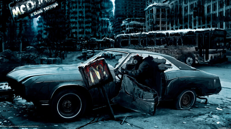 Post-apocalyptic car scene