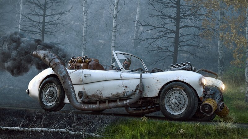 Post-apocalyptic Car — White