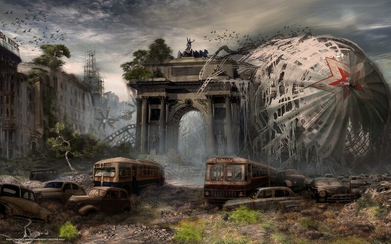 Post-apocalyptic City — Gray, Dramatic