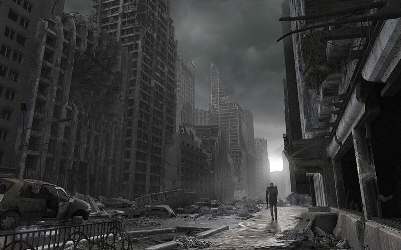 post-apocalyptic city ruins