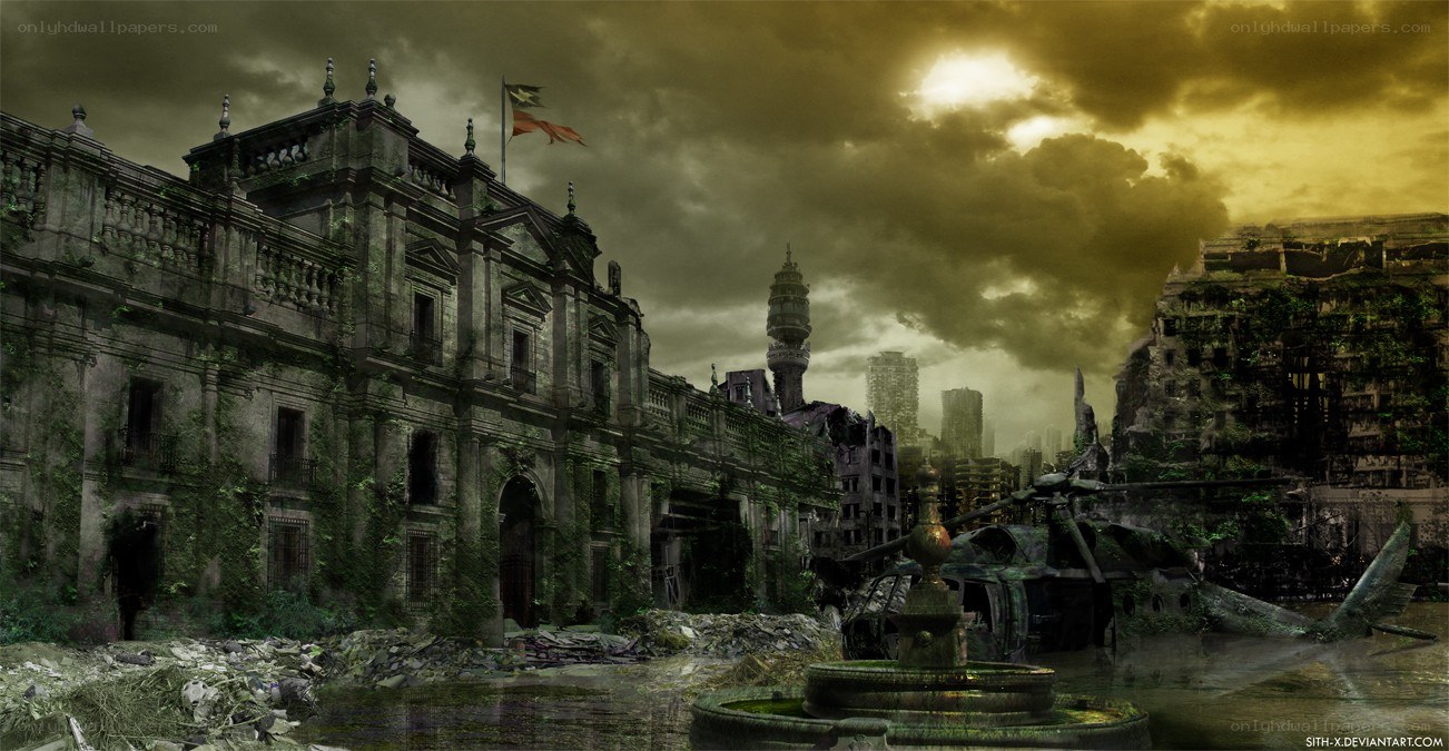 post-apocalyptic city ruins