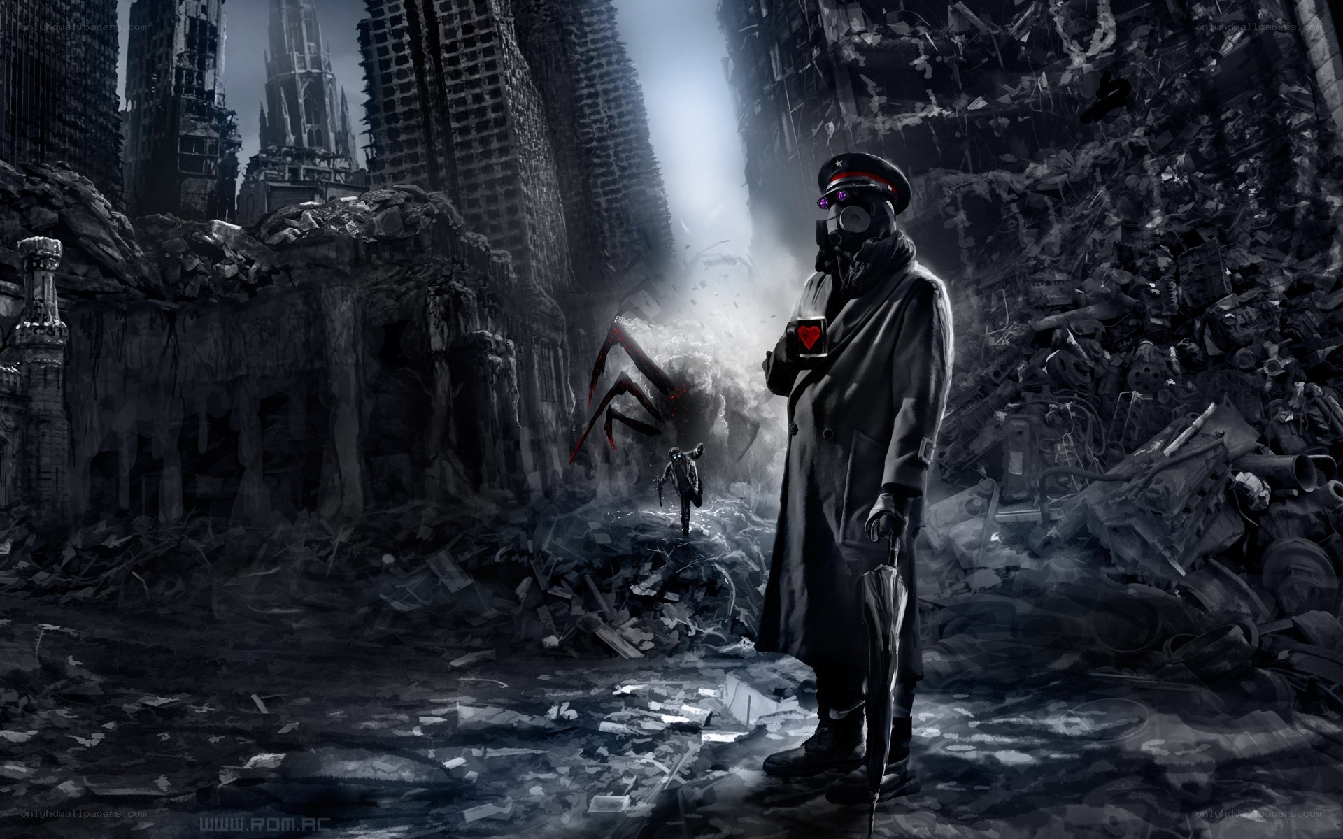Post-apocalyptic city ruins
