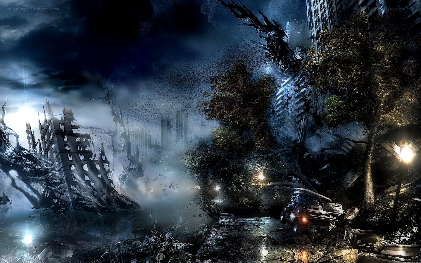 post-apocalyptic city ruins