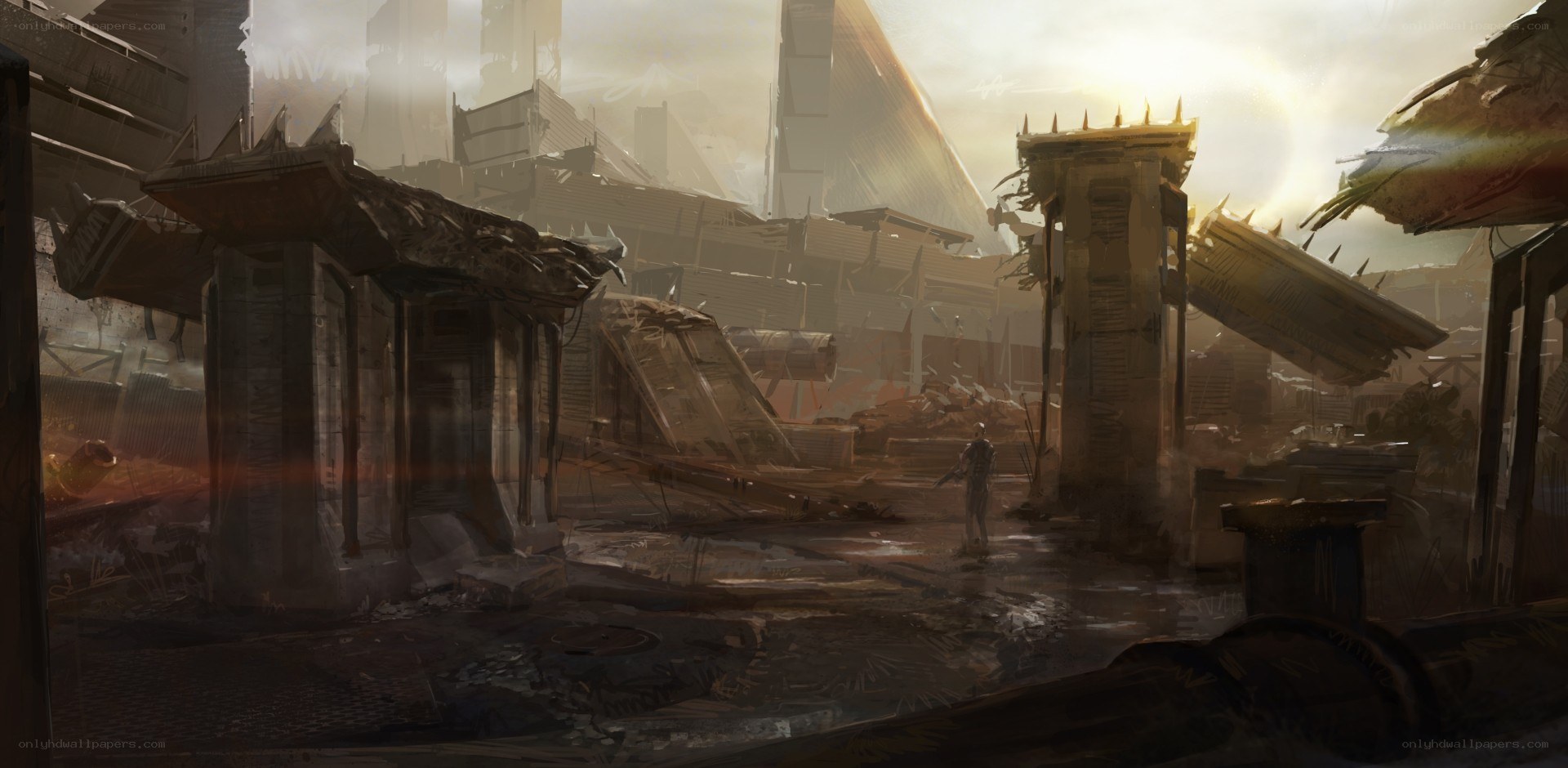 Post-apocalyptic city ruins