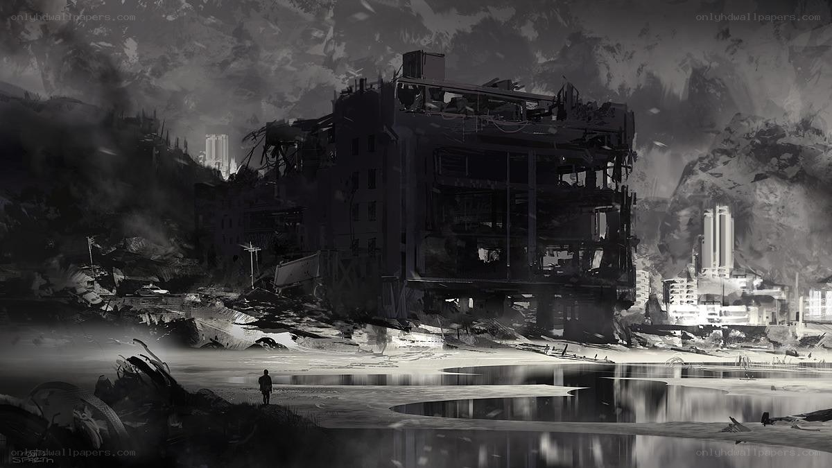 post-apocalyptic city ruins