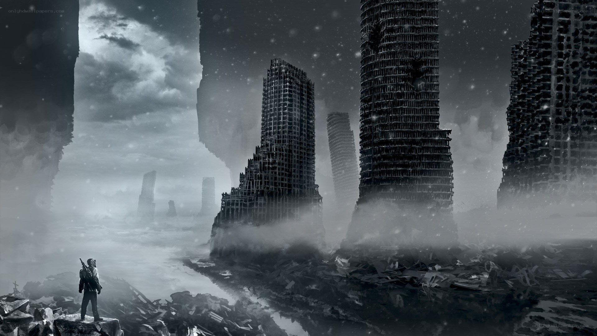 post-apocalyptic city ruins
