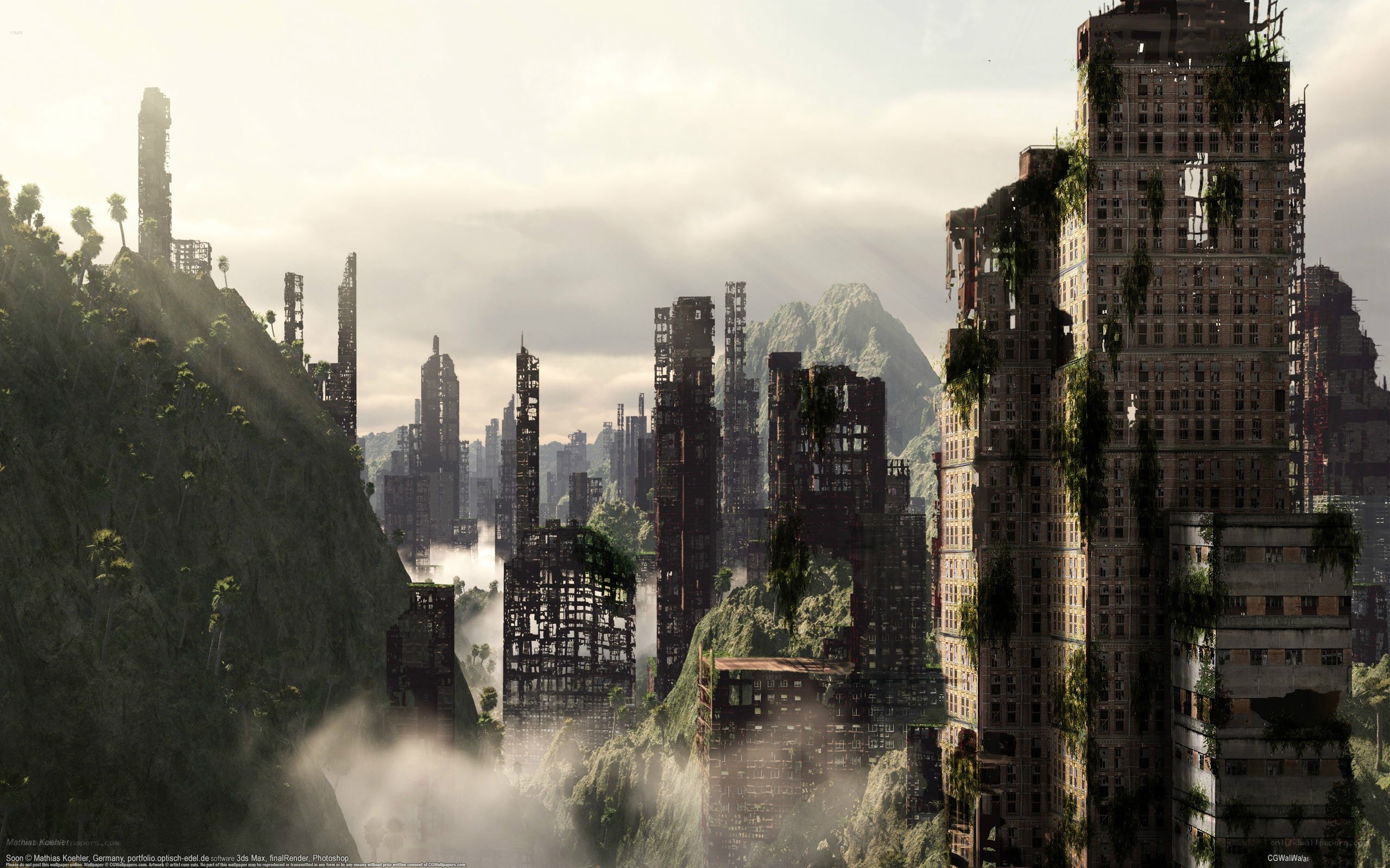 Post-apocalyptic city ruins