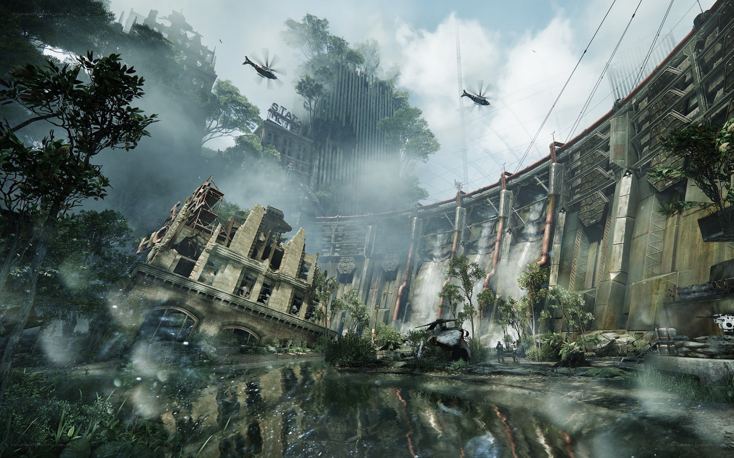 Post-apocalyptic city ruins
