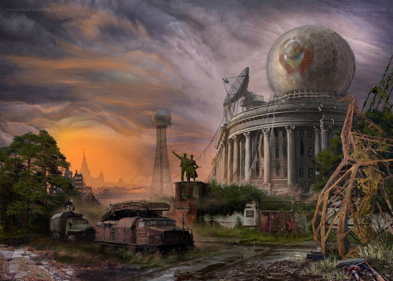 Post-apocalyptic city ruins