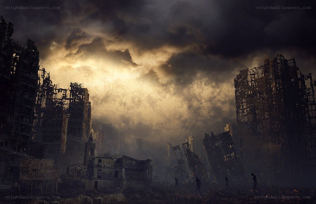 Post-apocalyptic city ruins