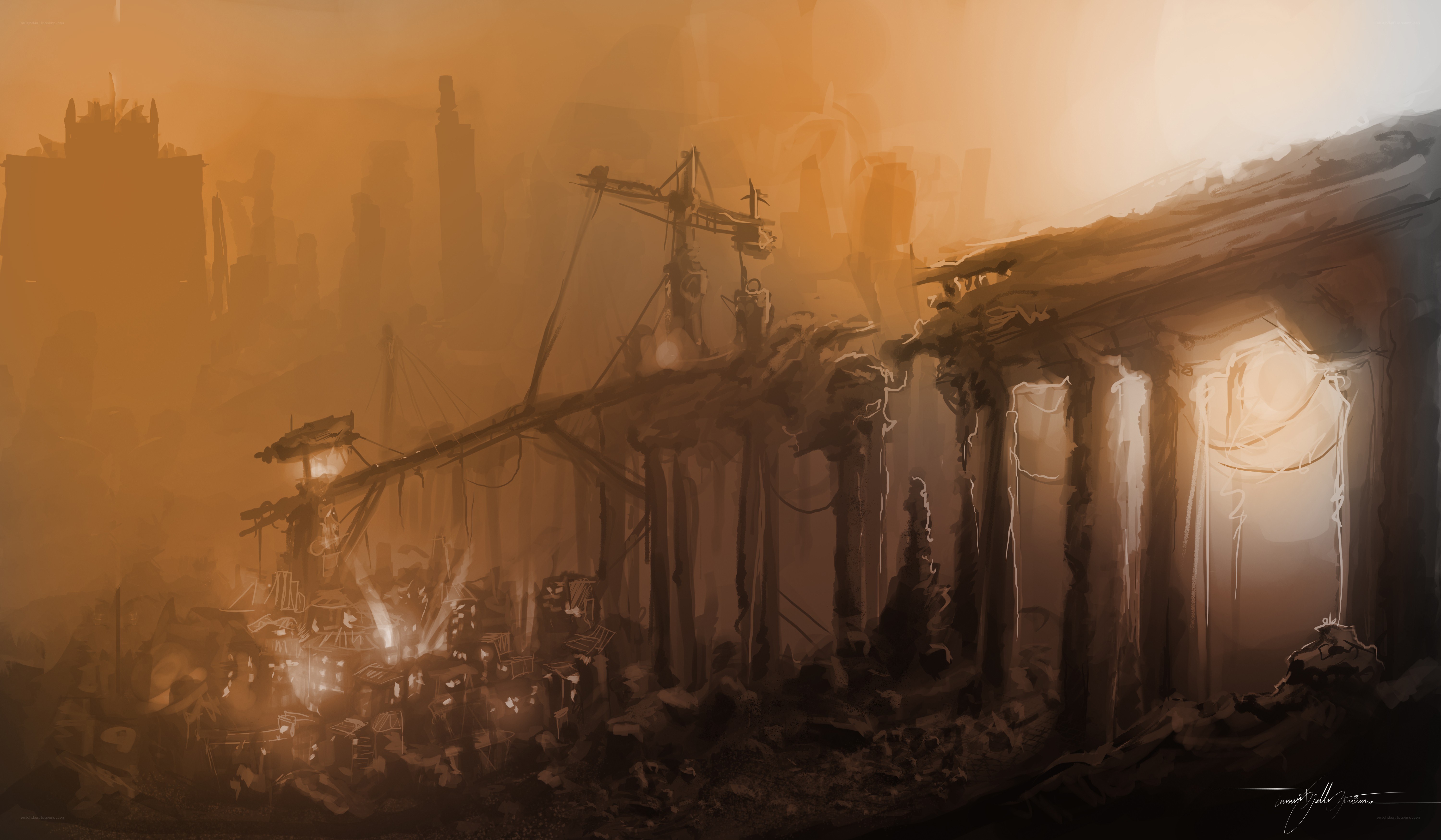 Post-apocalyptic city ruins