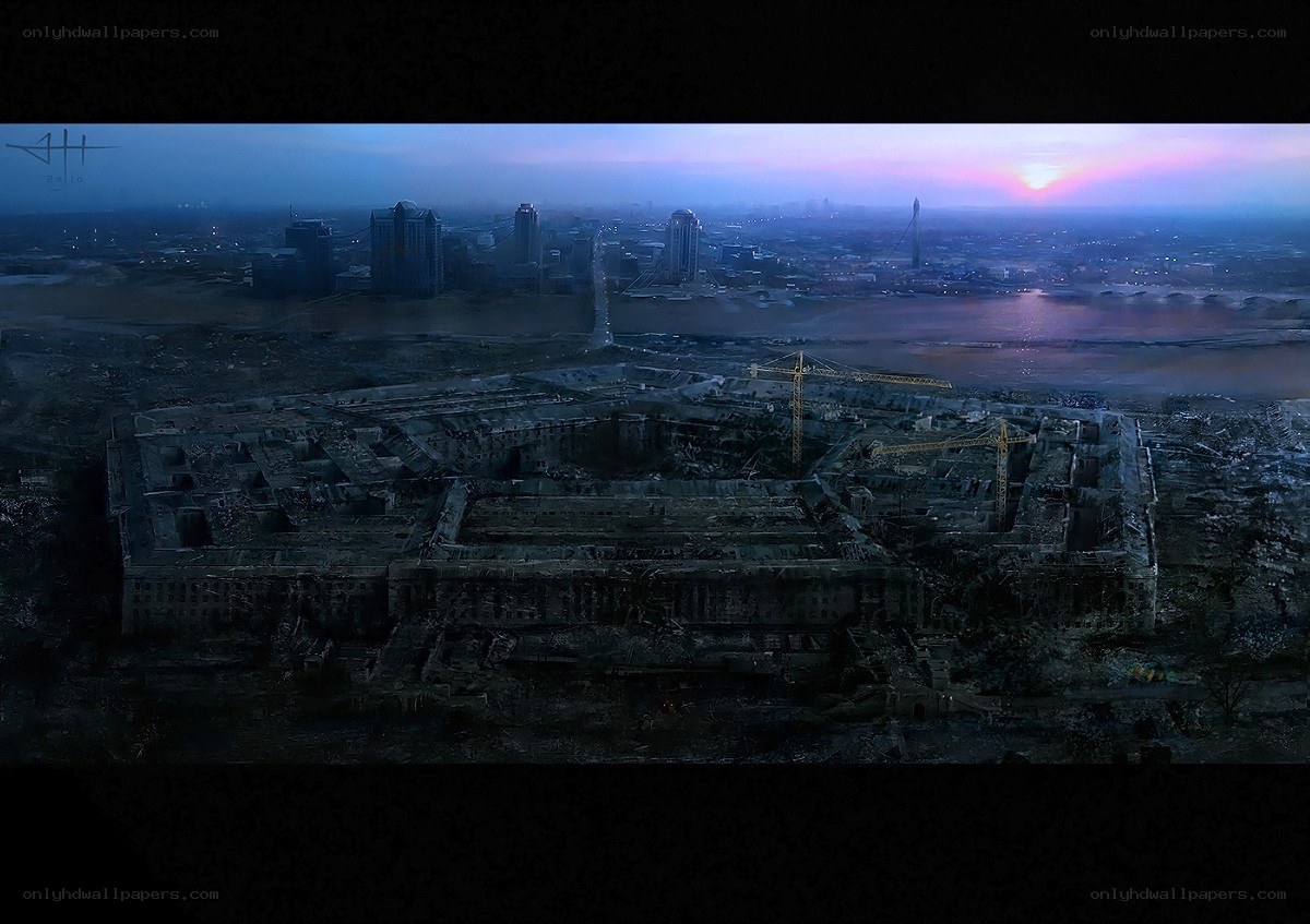 Post-apocalyptic city ruins