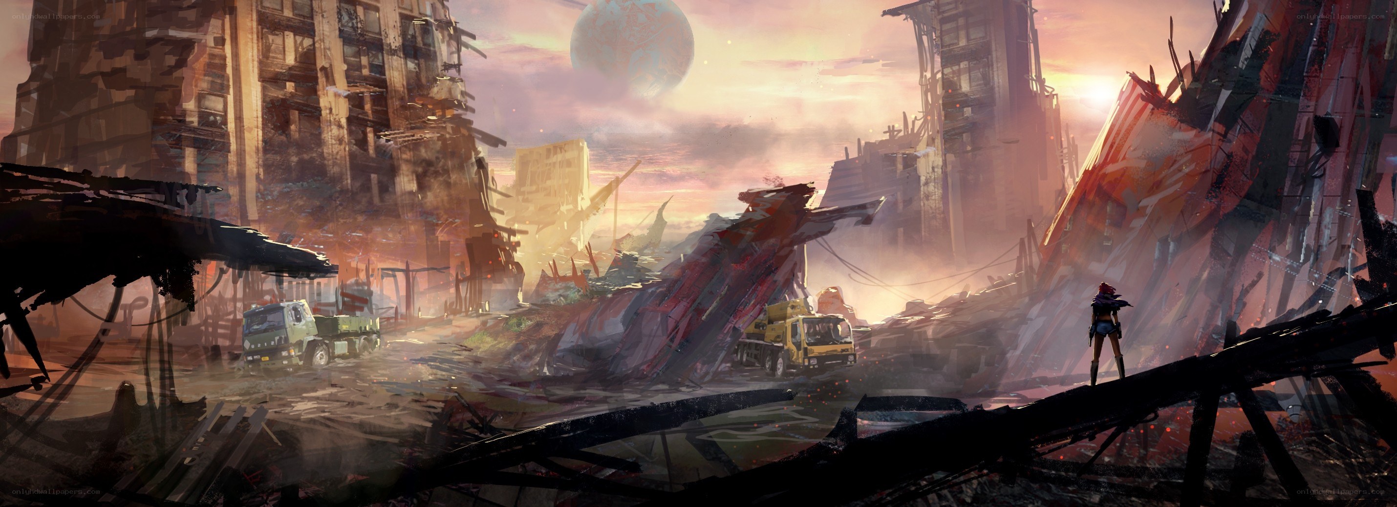 Post-apocalyptic city ruins