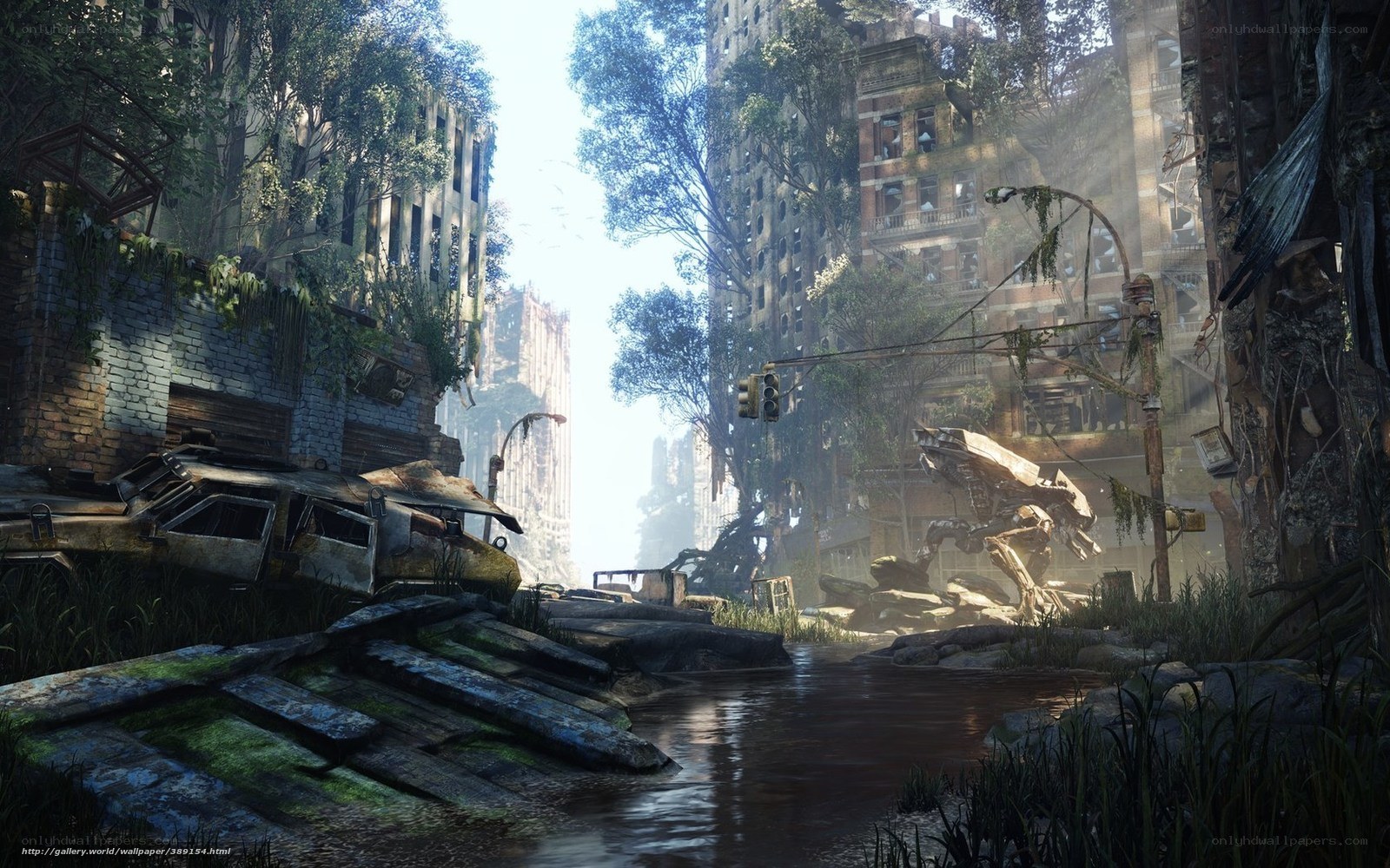 Post-apocalyptic city ruins