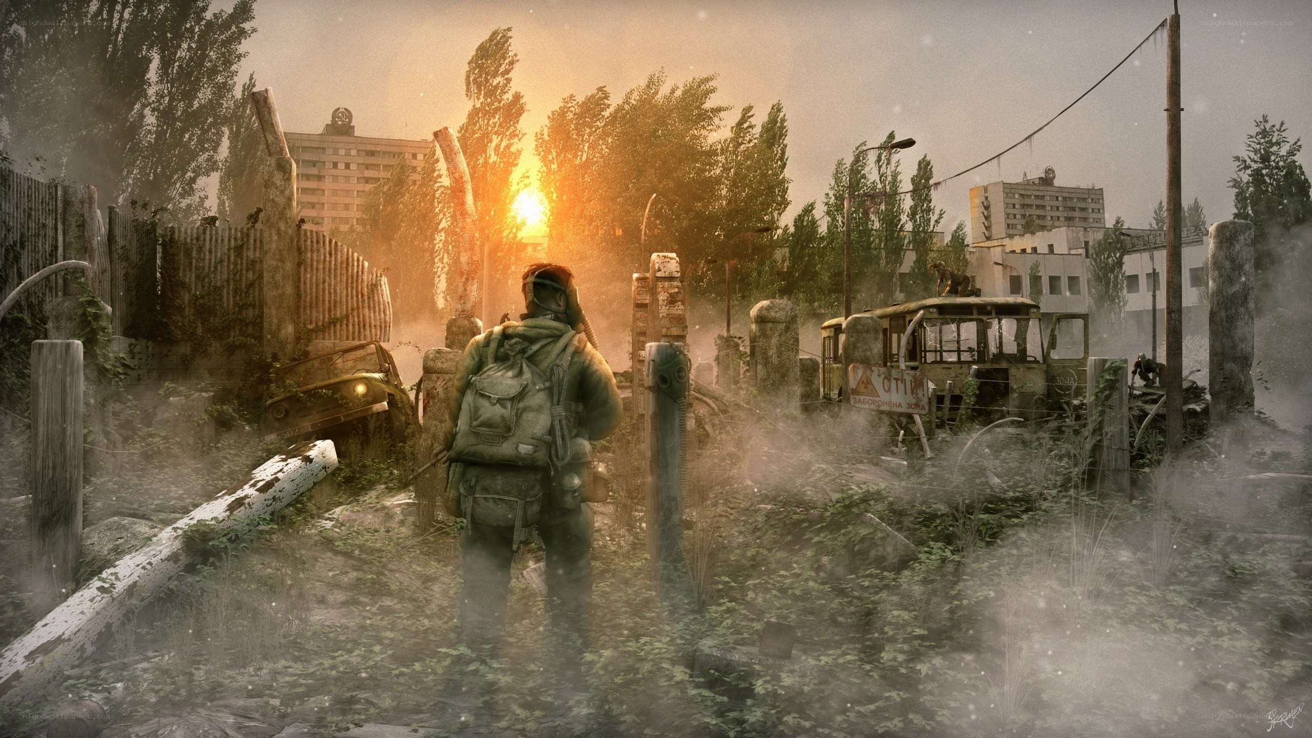 Post-apocalyptic city ruins