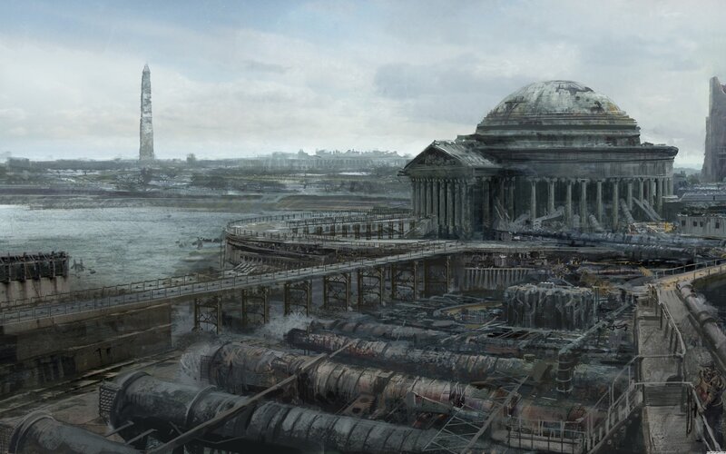 Post-apocalyptic city ruins