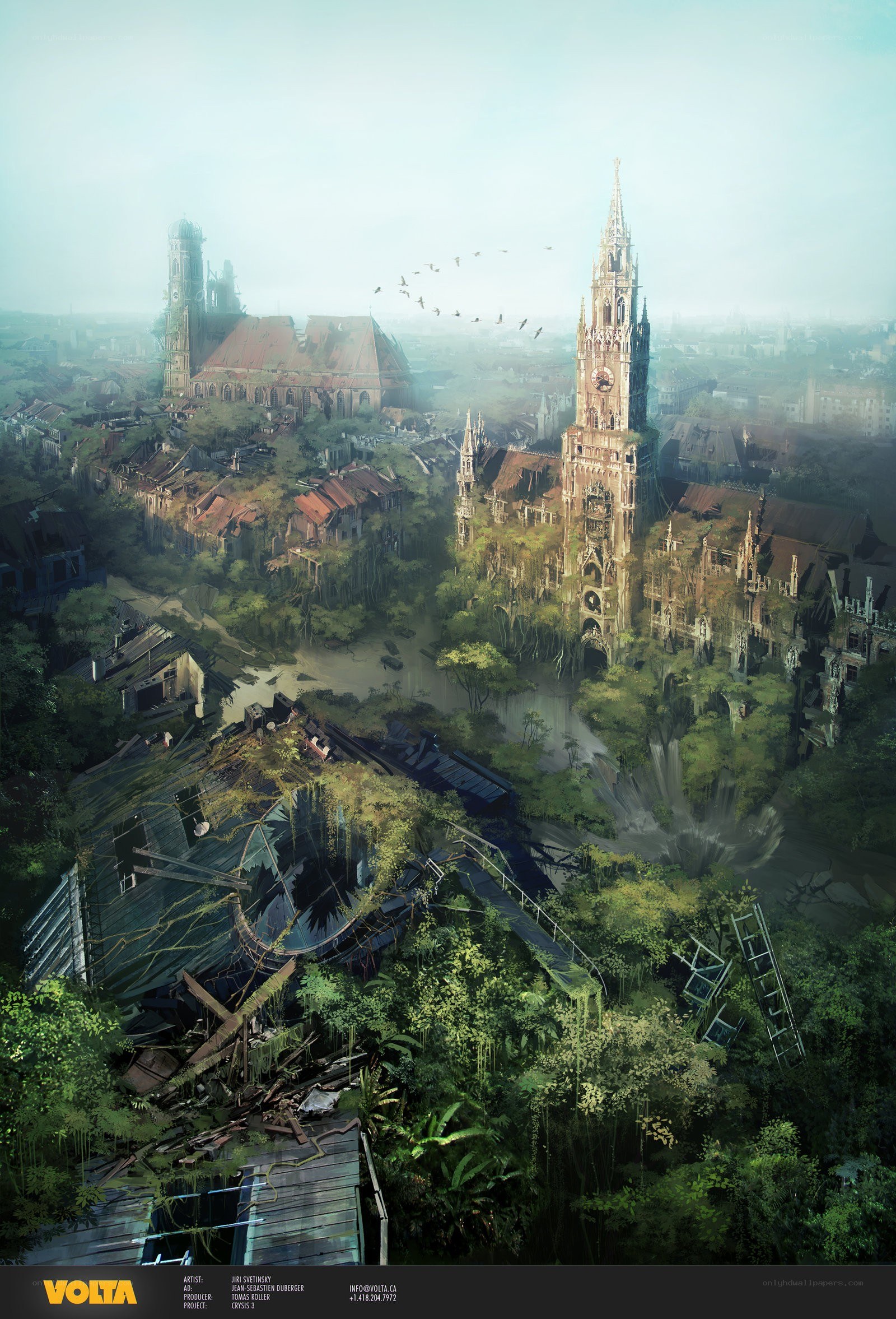 Post-apocalyptic city ruins