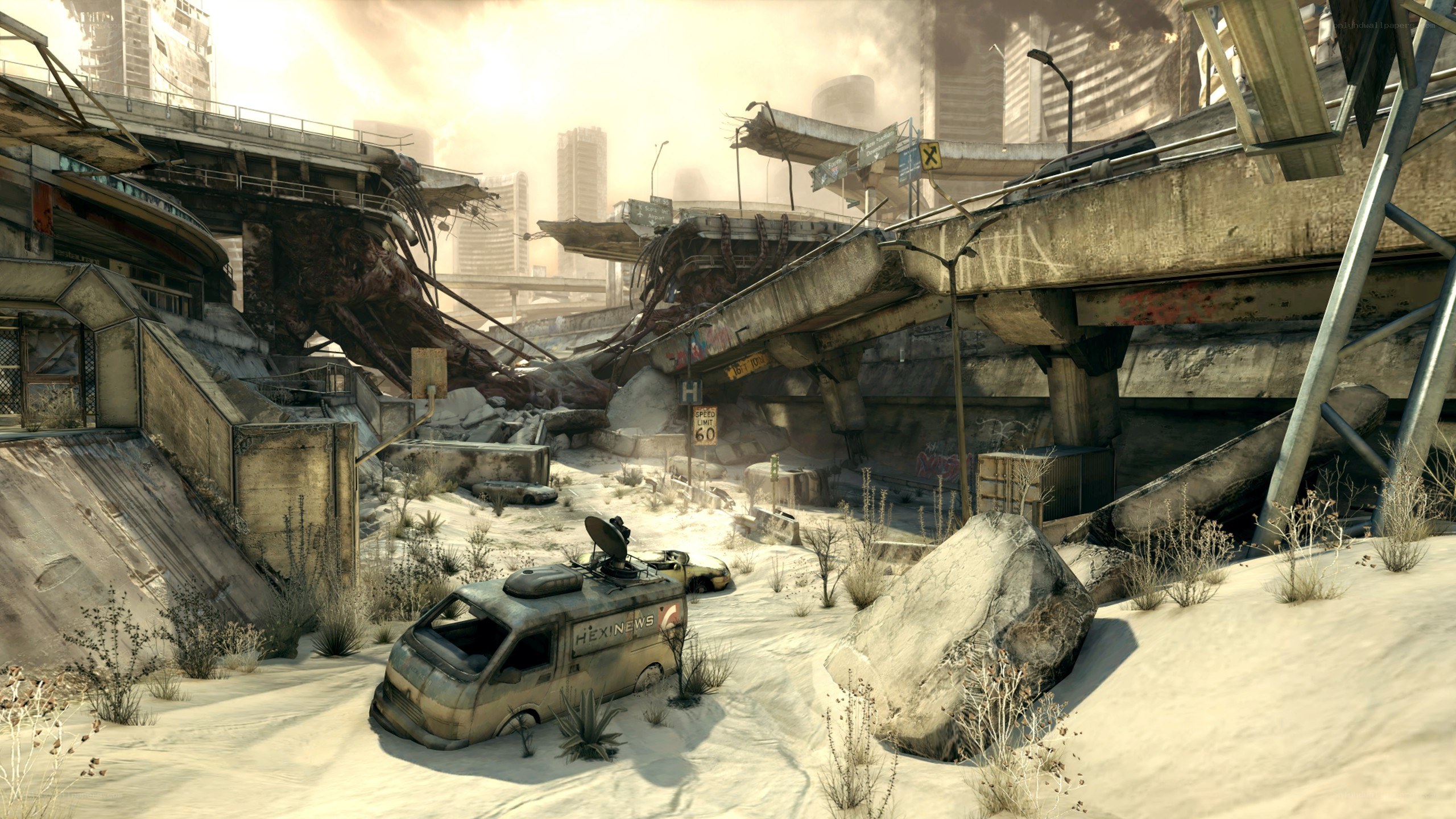 Post-apocalyptic city ruins