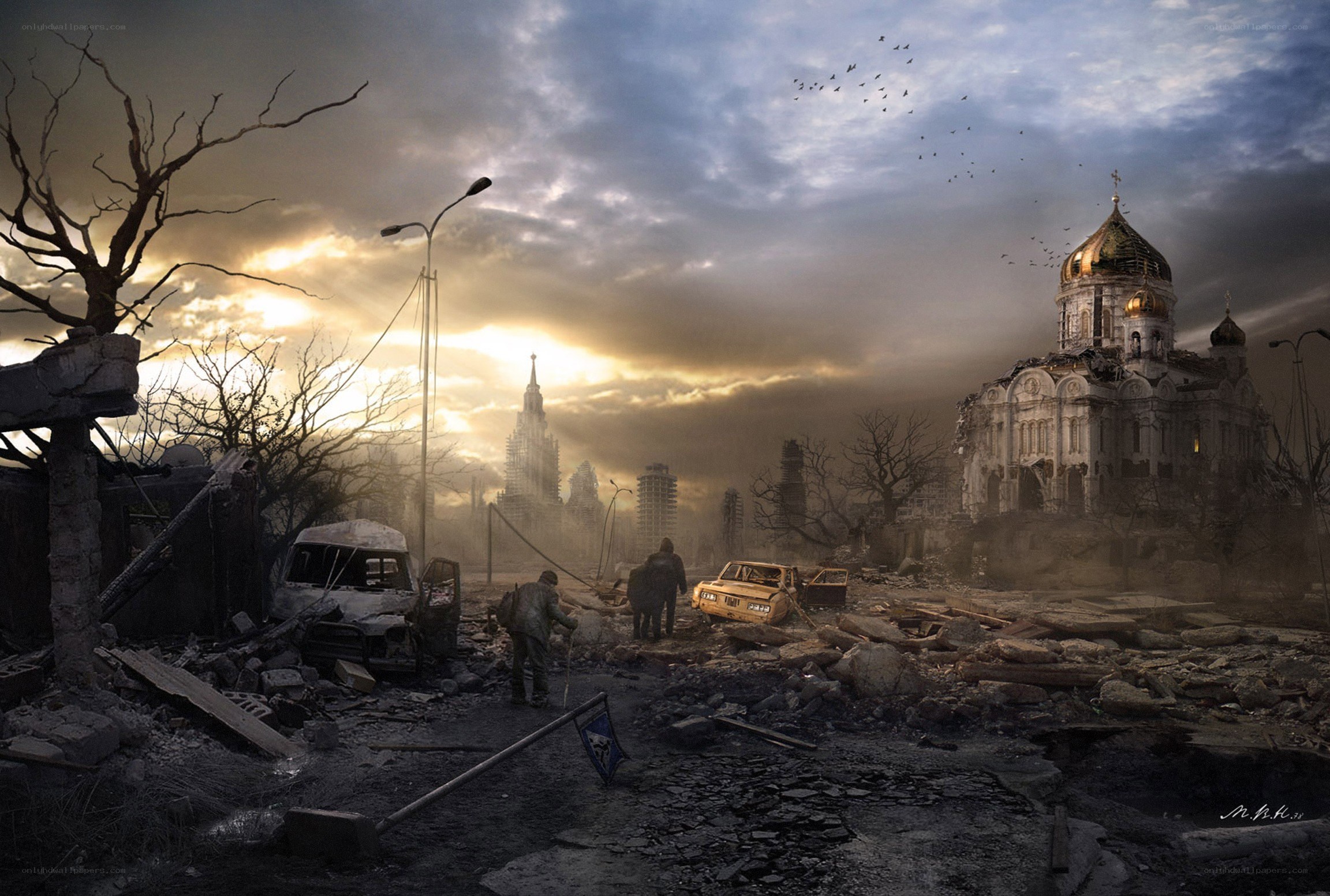 Post-apocalyptic city ruins
