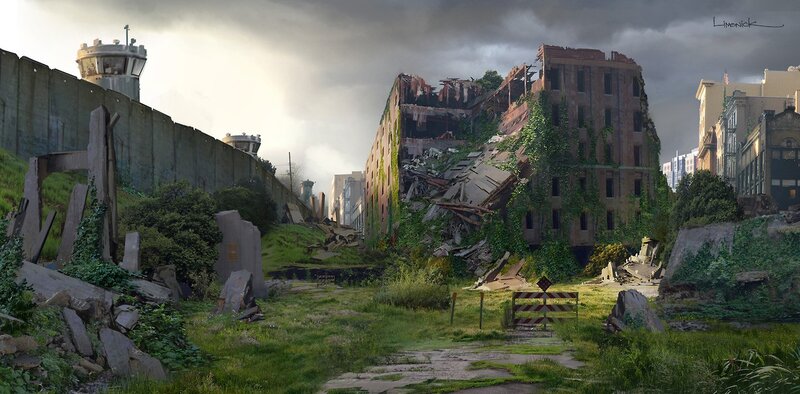 Post-apocalyptic city ruins