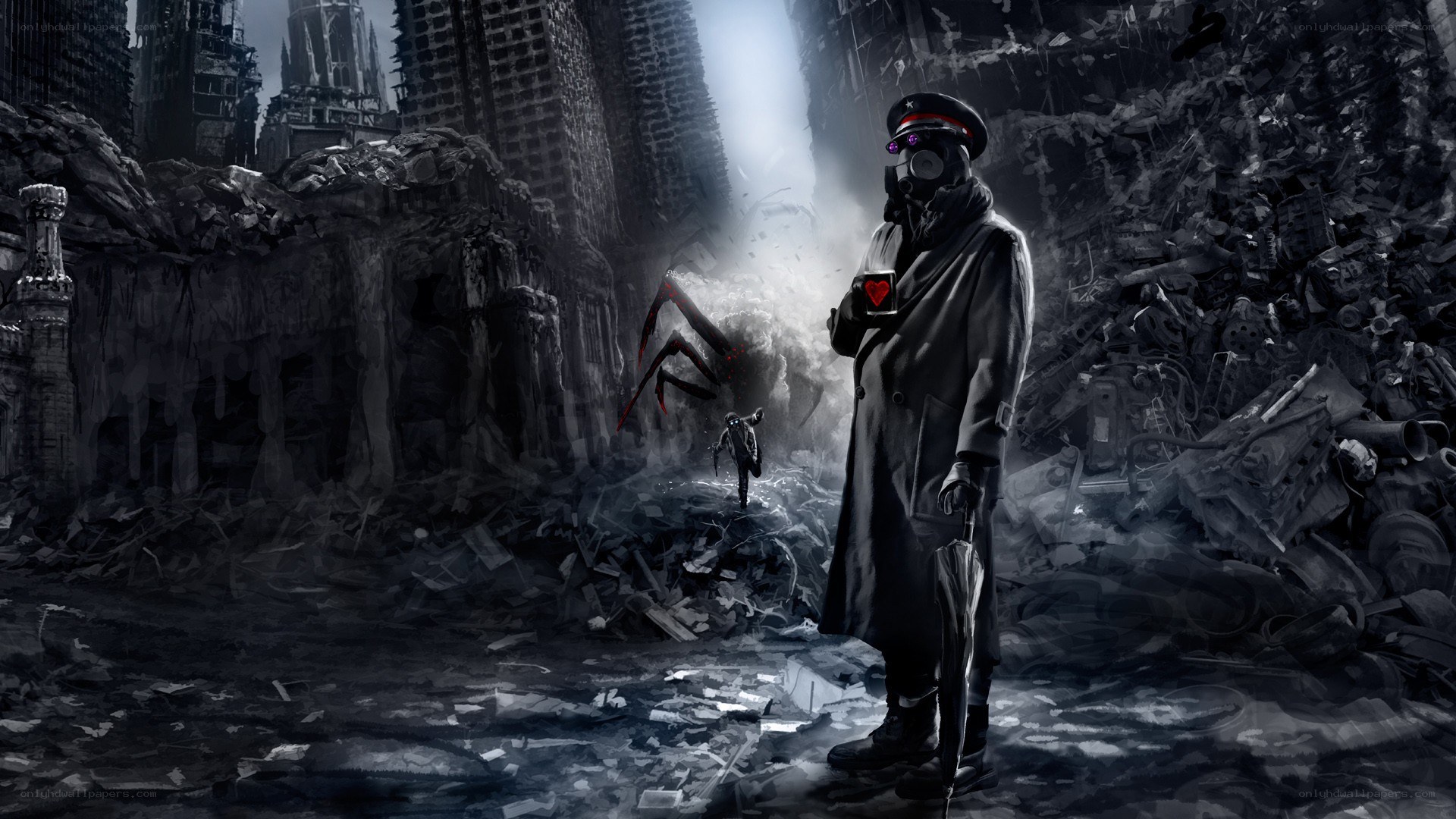 Post-apocalyptic city ruins