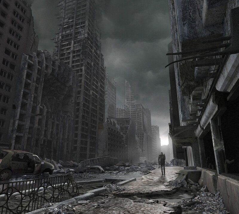 post-apocalyptic city ruins