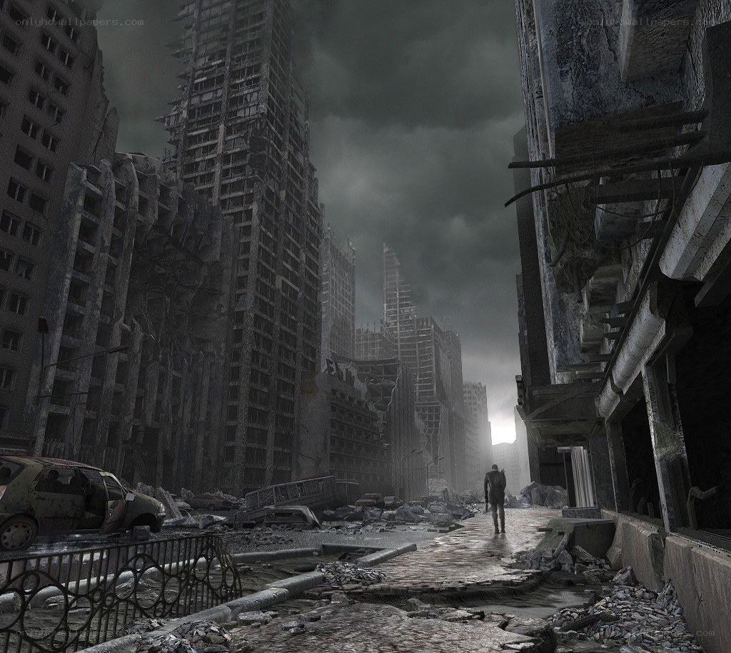 post-apocalyptic city ruins