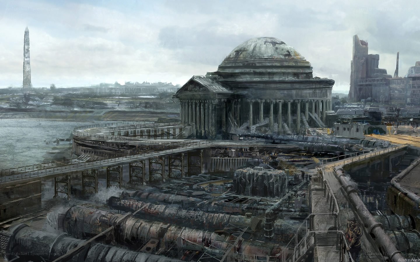 Post-apocalyptic city ruins