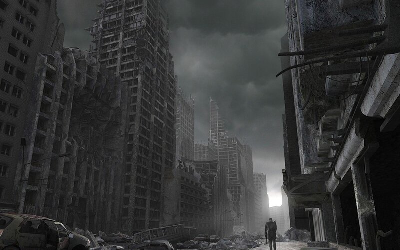 post-apocalyptic city ruins