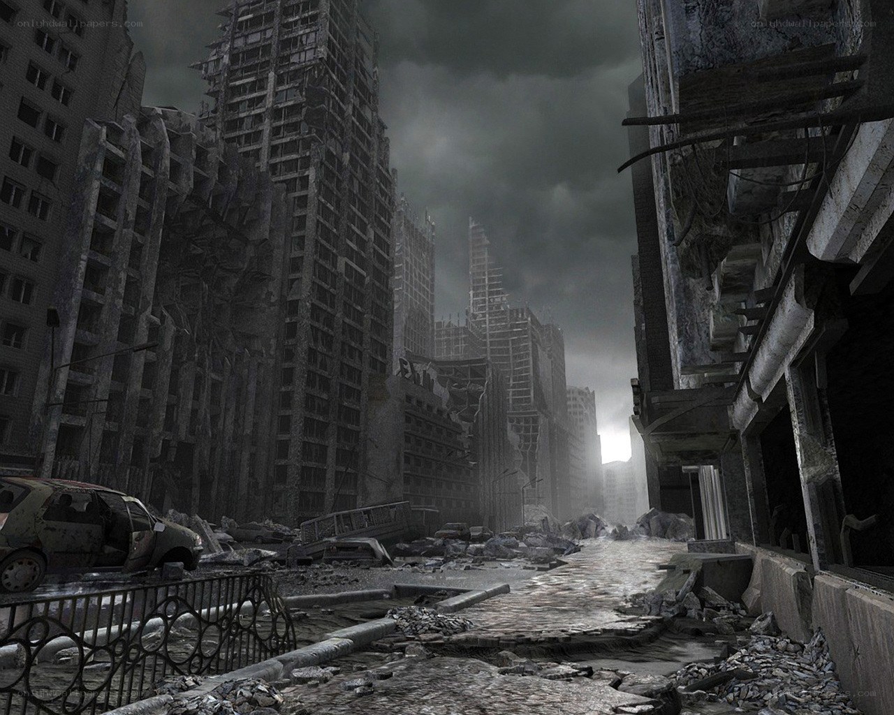 post-apocalyptic city ruins