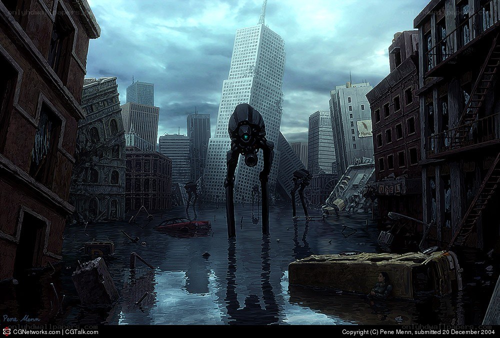 Post-apocalyptic city ruins