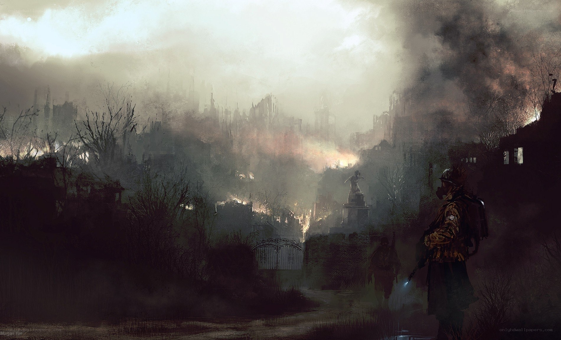 Post-apocalyptic city ruins
