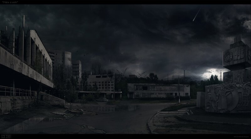 Post-apocalyptic city ruins