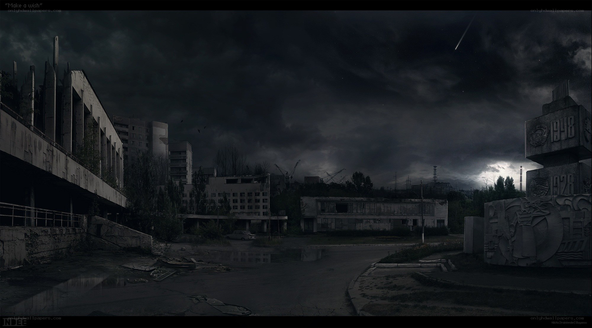 Post-apocalyptic city ruins