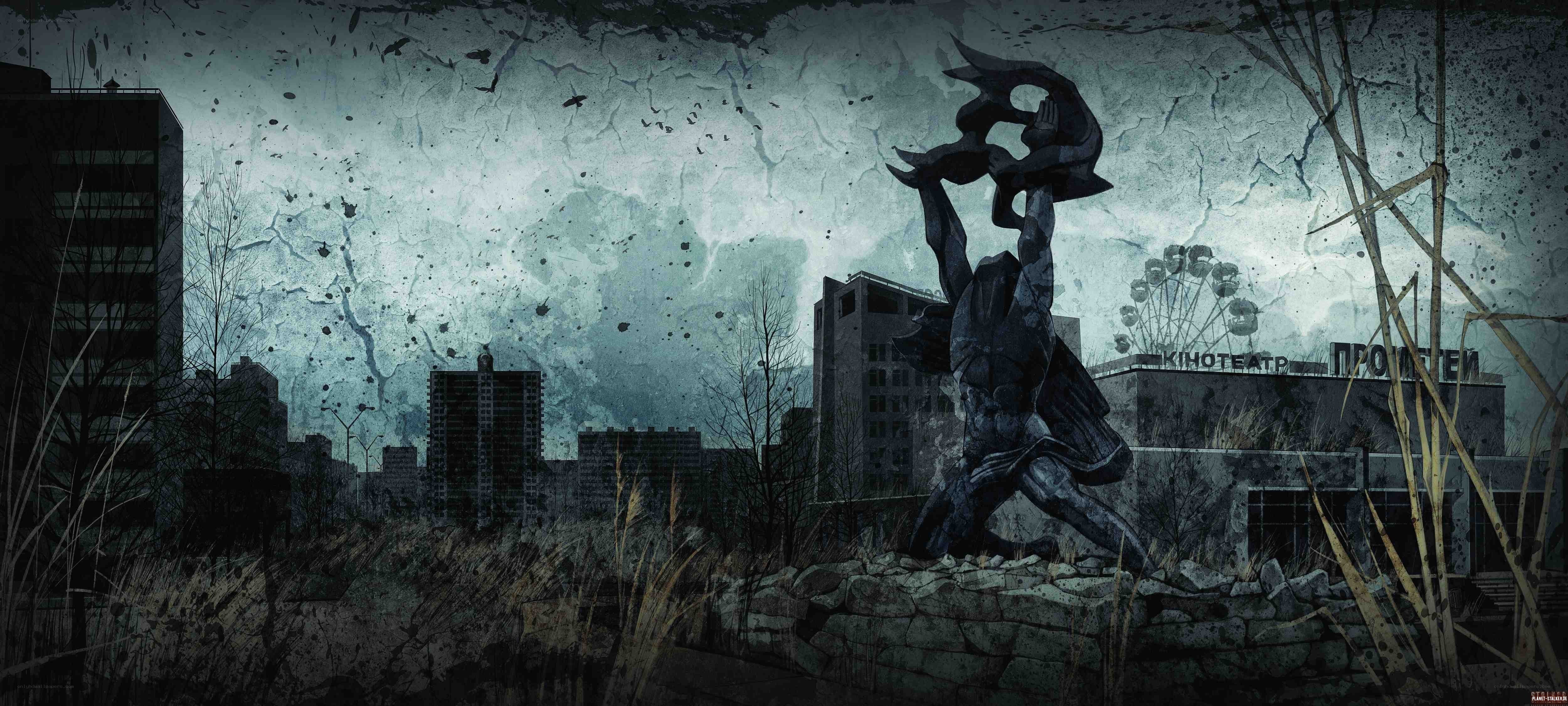 Post-apocalyptic city ruins