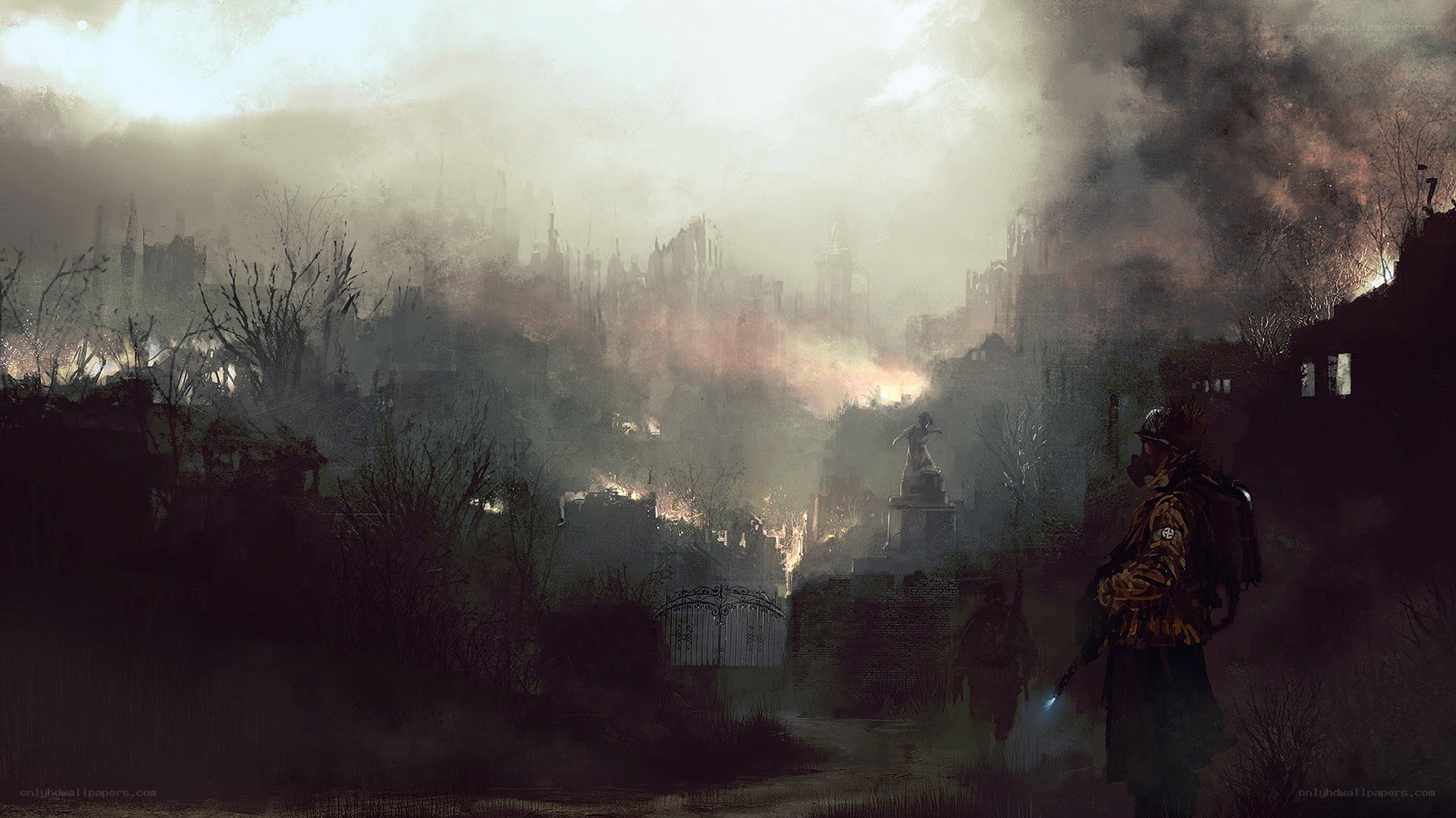 Post-apocalyptic city ruins