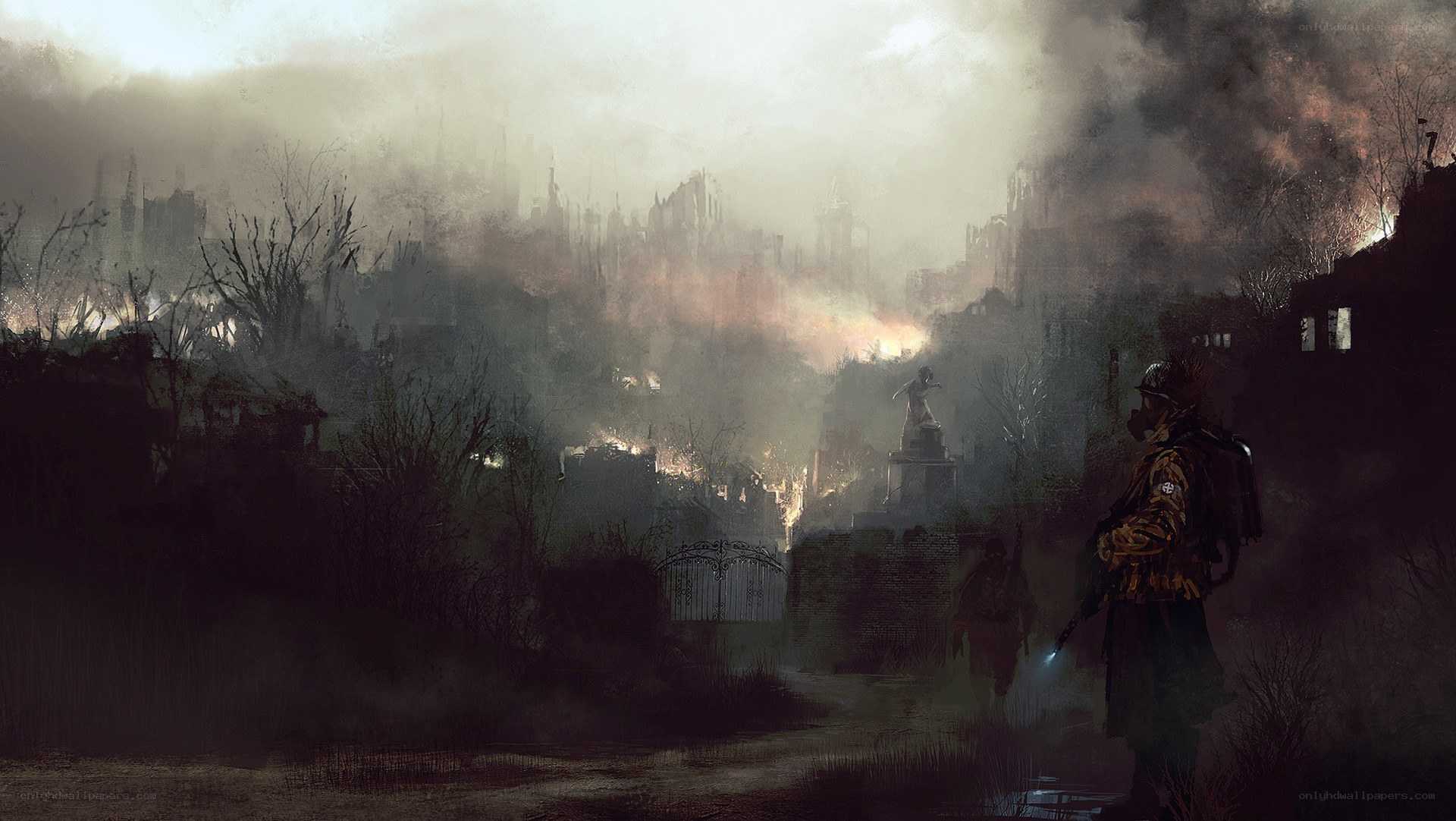 Post-apocalyptic city ruins