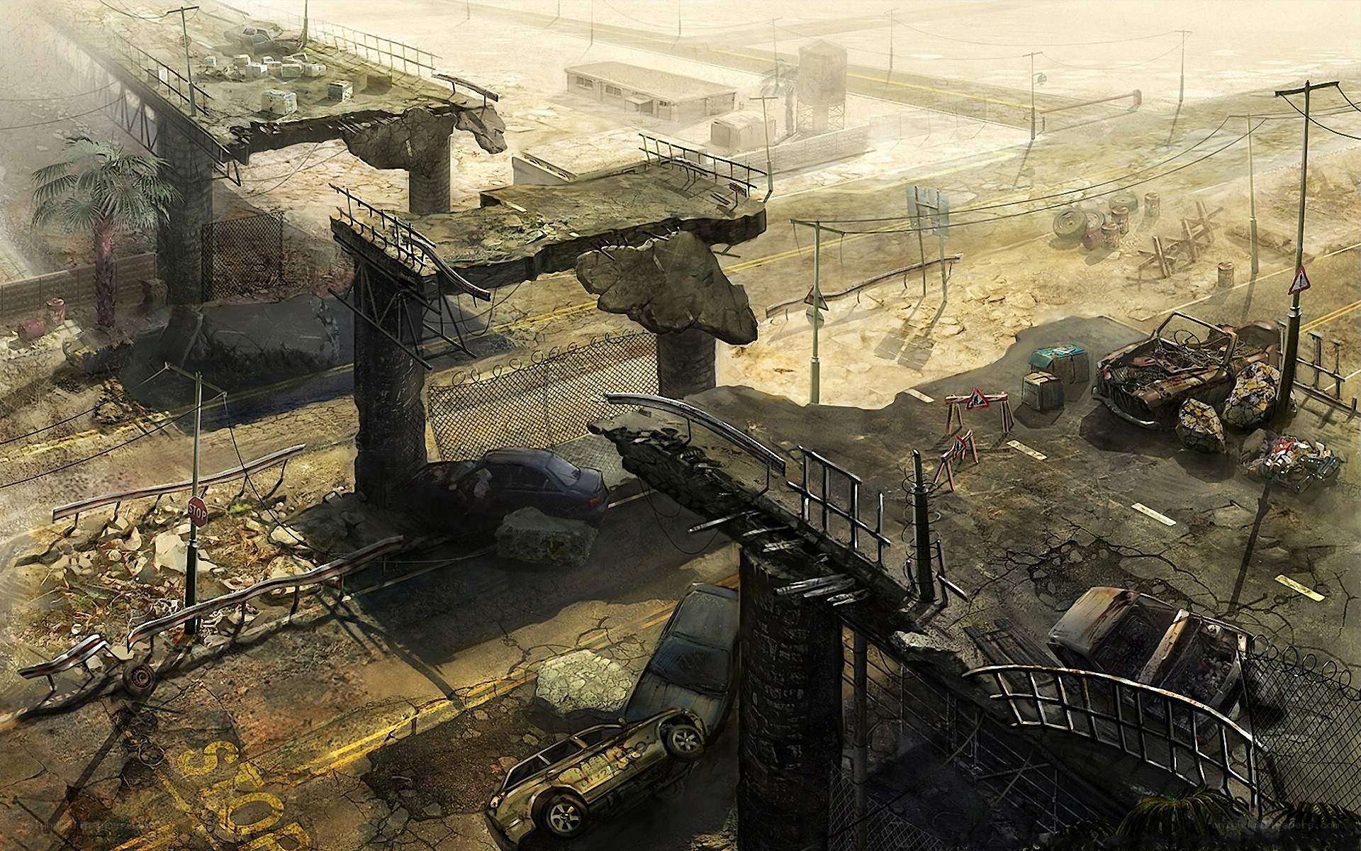 Post-apocalyptic city ruins