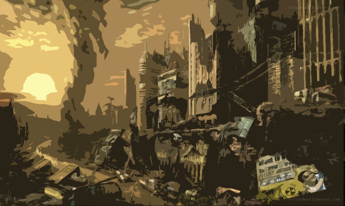 Post-apocalyptic city ruins