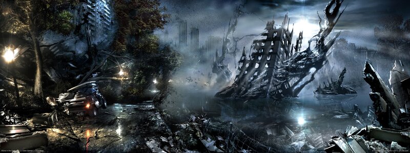 Post-apocalyptic City Ruins — Black