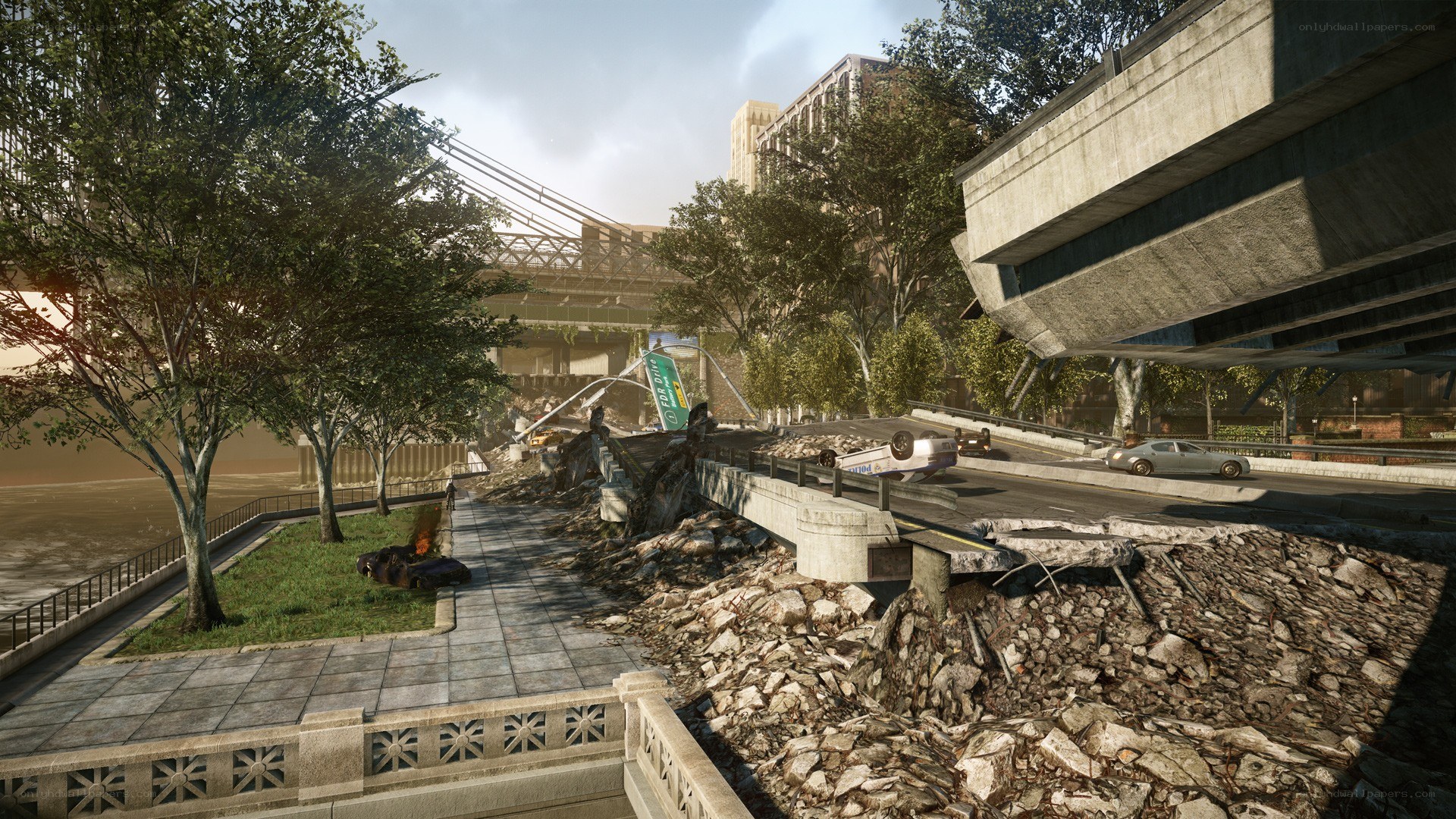Post-apocalyptic city scene