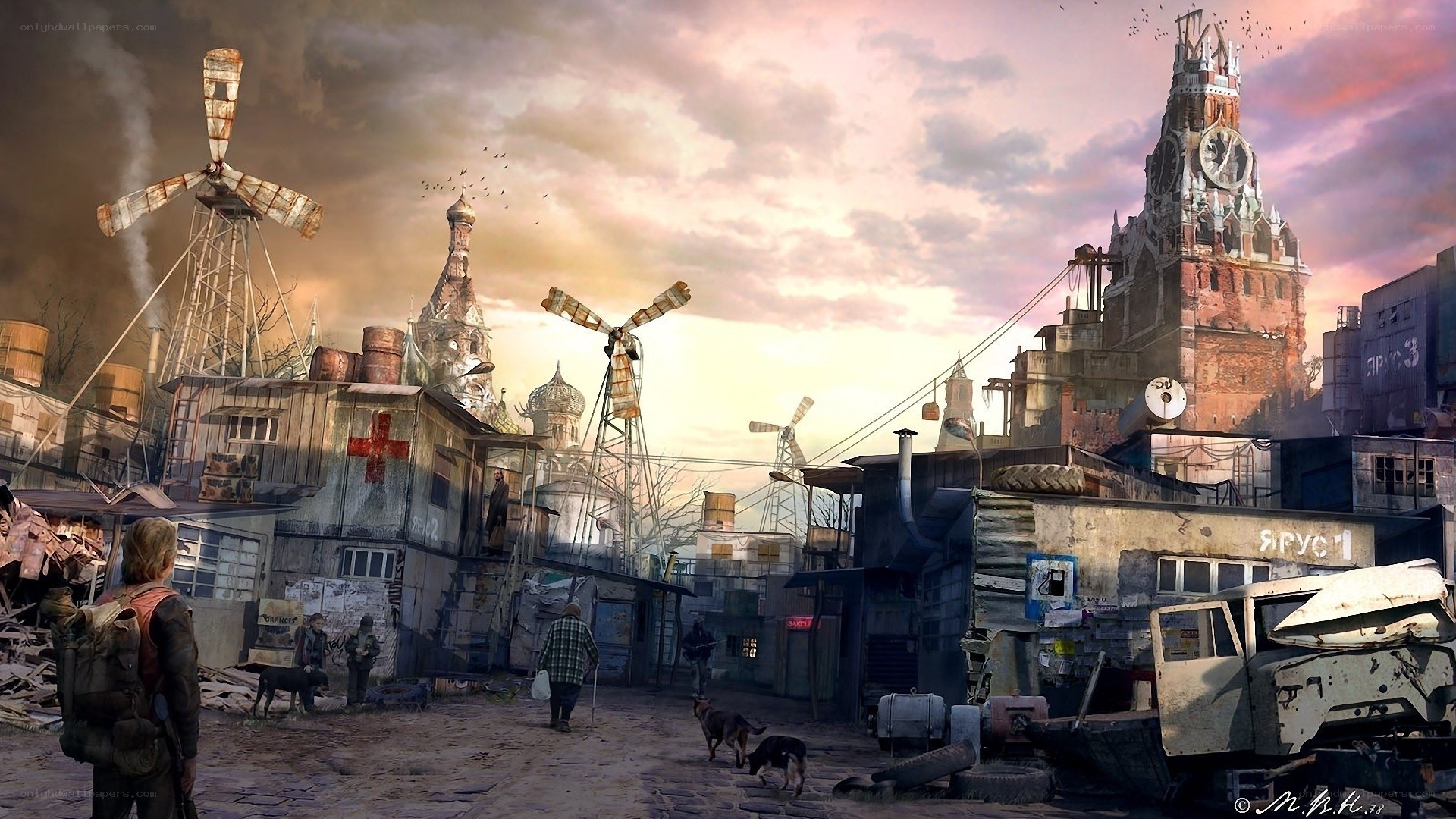 Post-apocalyptic city scene