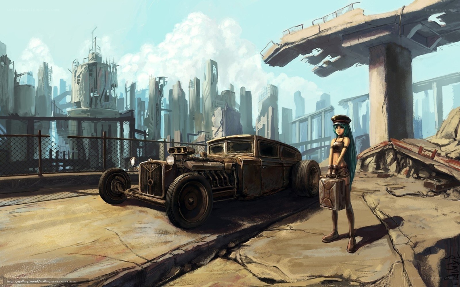 Post-apocalyptic city scene