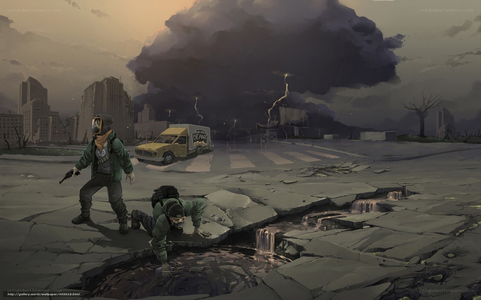 Post-apocalyptic city scene