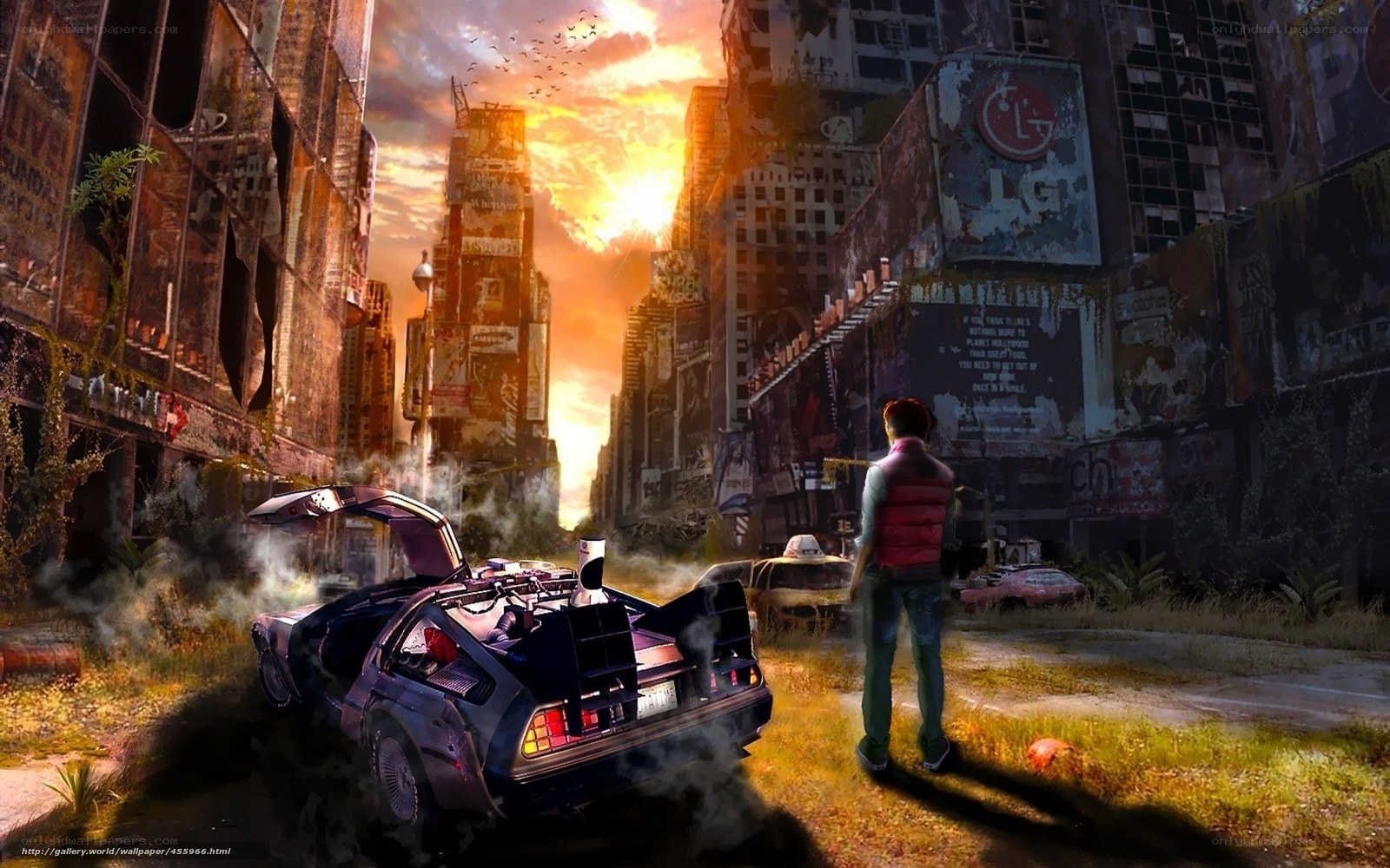 Post-apocalyptic city scene