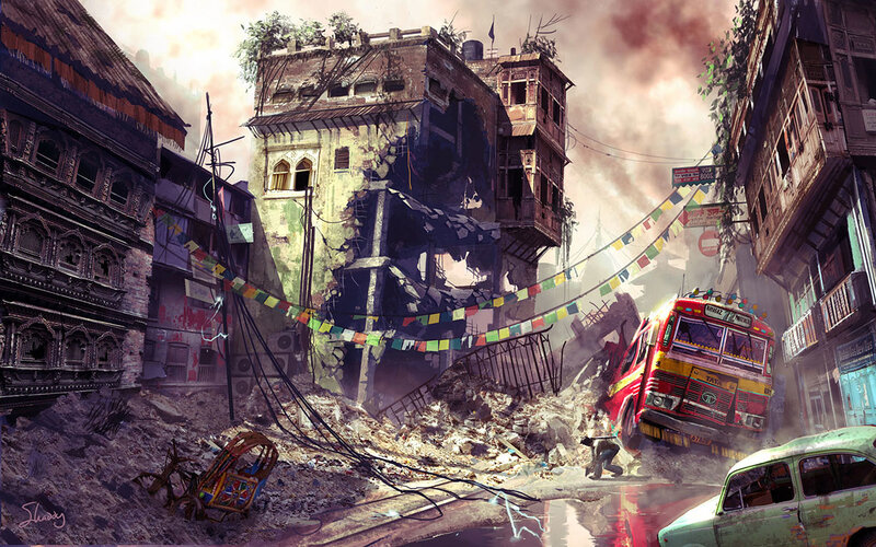 Post-apocalyptic city street