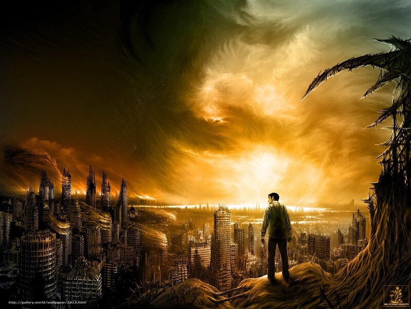 Post-apocalyptic city view